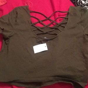 Army green crop top